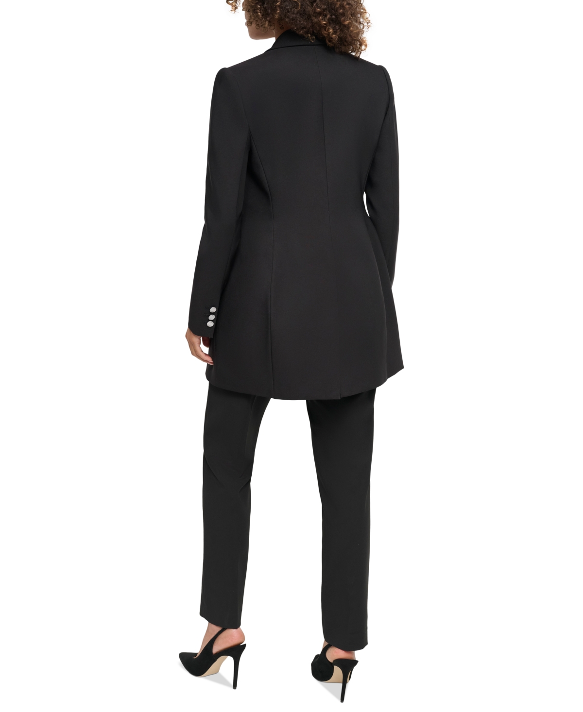 DKNY WOMEN'S PETITE ONE-BUTTON LONGLINE BLAZER 