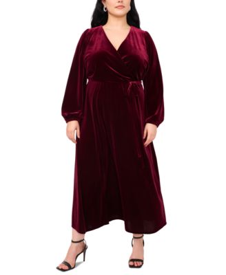MSK - Plus Size Velvet Fit & Flare Maxi Dress