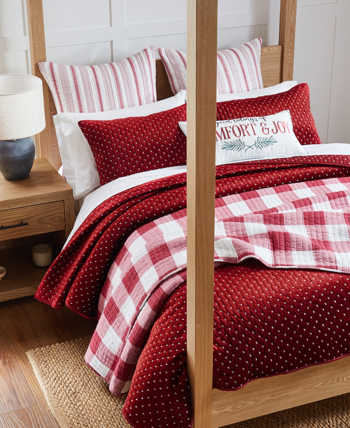 Levtex Cross Stitch Stitching 3-pc. Quilt Set, Full/queen In Red Velvet