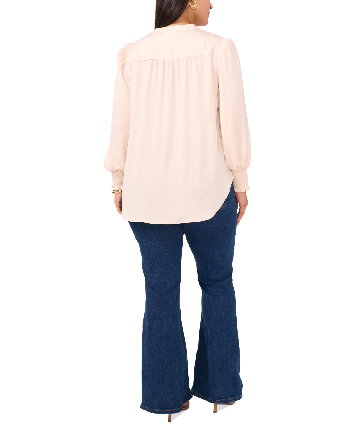 Vince Camuto Plus Size Smocked-Cuff Blouse
