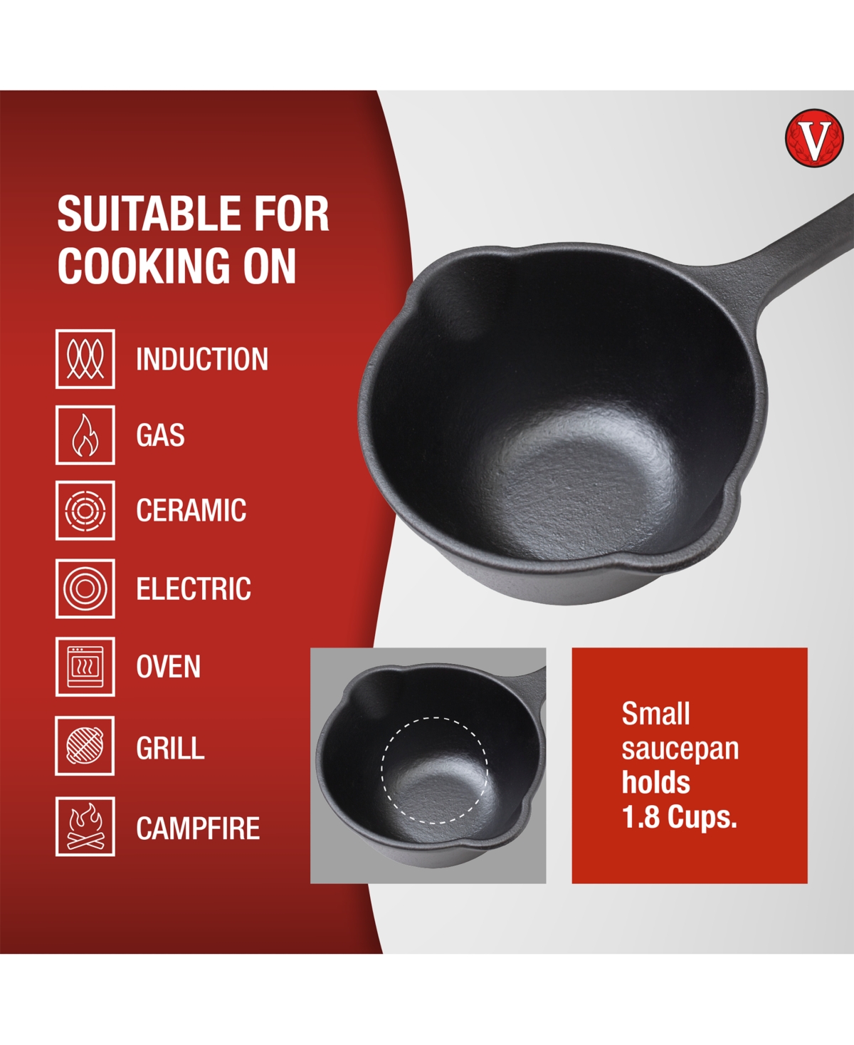 Victoria Cast Iron Sauce Pan. Sauce Pot Seasoned