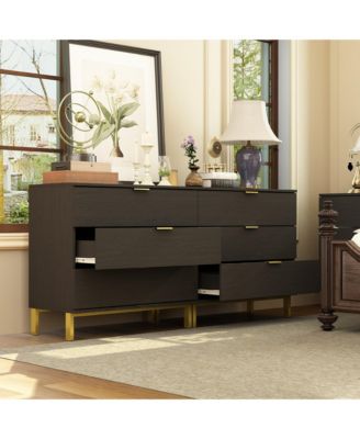 3-Drawers Black Wood Chest of Drawers Dresser