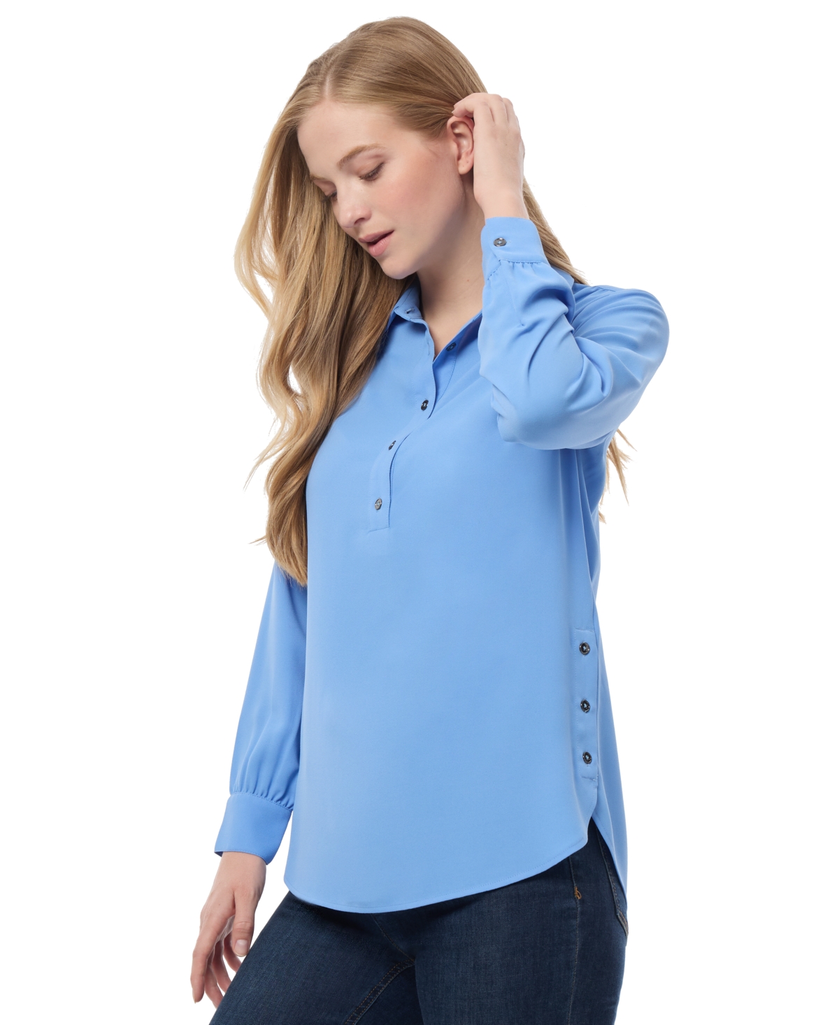 Jones New York Women's Solid-Color Side-Button Tunic