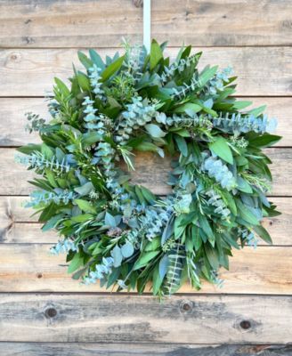 Bayleaf, Seeded Eucalyptus, Baby Blue and Rosemary Real Aromatic Wreath, 22"