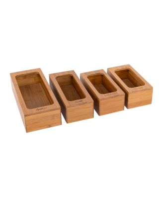 4-Piece Bamboo Food Storage Bag Holder Set