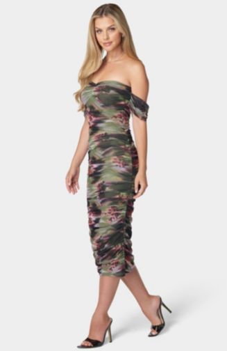bebe ruched dress Bebe Women's Ruched Midi Dress