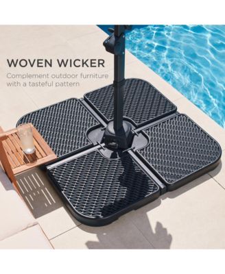 4-Piece Cantilever Offset Patio Umbrella Stand Square Base Plate Set w/ Easy-Fill Spouts