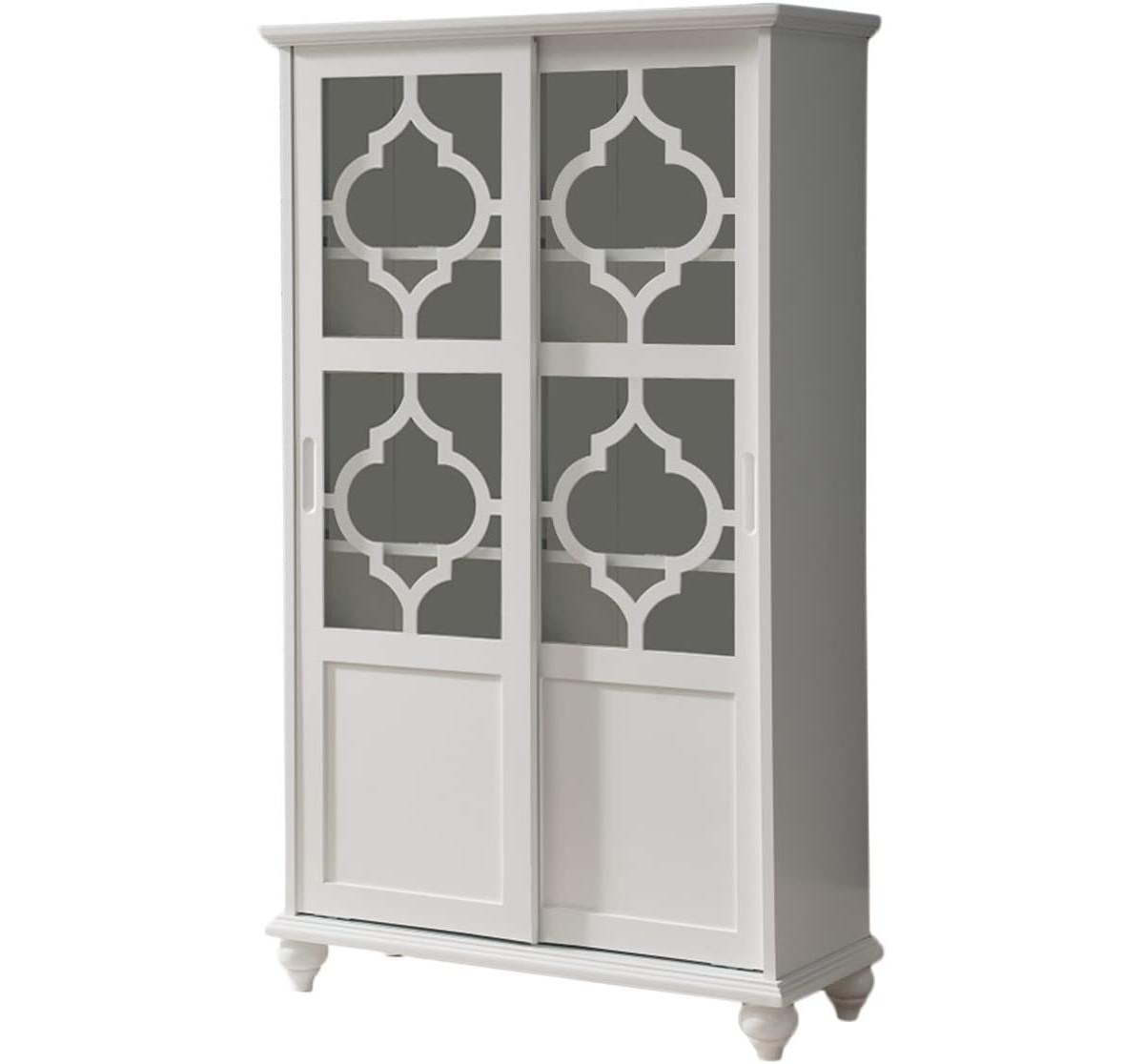 Kings Brand Furniture Halswelle 2-DoorCurio Bookcase Cabinet with Glass Doors - White