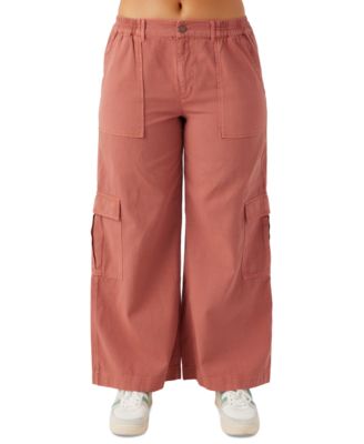 O'Neill - Juniors' Brexton High Rise Wide Leg Cotton Cargo Pants