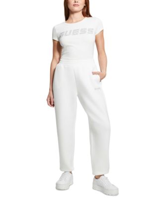 GUESS - Women's Cecelia Scuba Rhinestone-Logo Jogger Pants