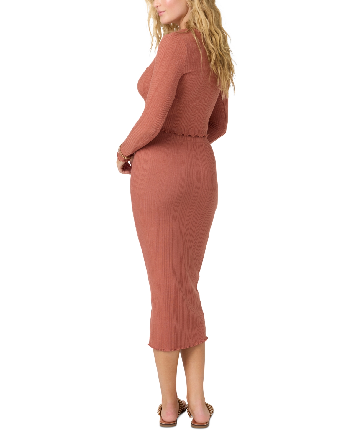 Shop O'neill Juniors' Brennan Pull-on Knit Midi Skirt In Cedar Wood