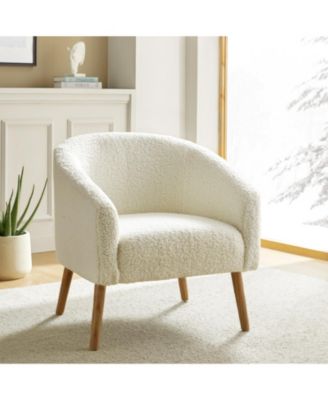 Modern Sebastian 30"W Boucle Armchair Solid Wood Leg