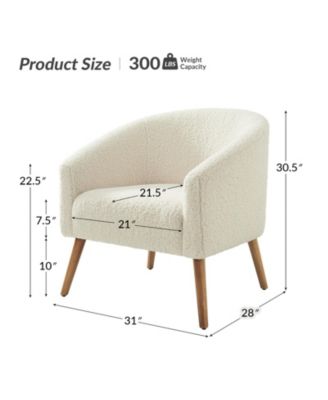 Modern Sebastian 30"W Boucle Armchair Solid Wood Leg
