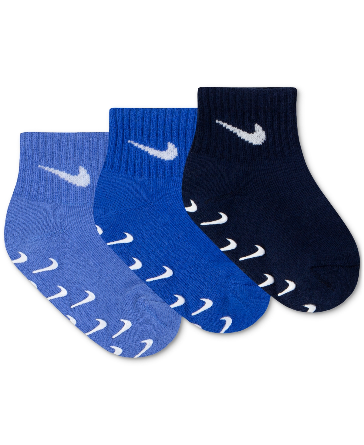 Nike Baby And Toddler Logo Gripper Ankle Socks, 3 Pack In  Polar