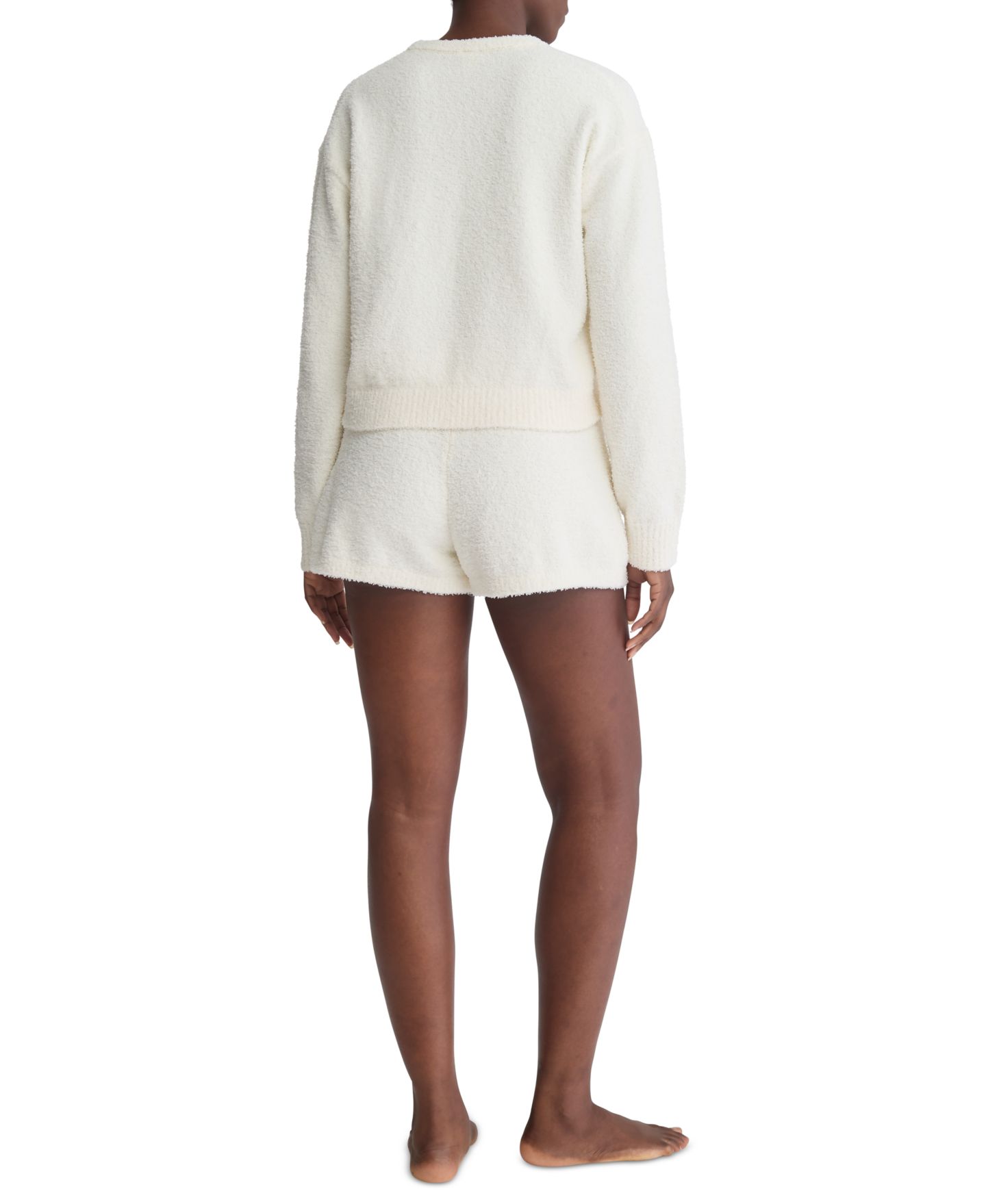 Женские шорты Calvin Klein Lounge Plush, цвет: Слоновая кость — фото 4