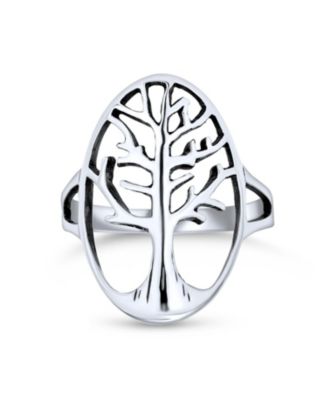 Large Open Oval Family Wishing Tree Of Life Ring 925 Sterling Silver