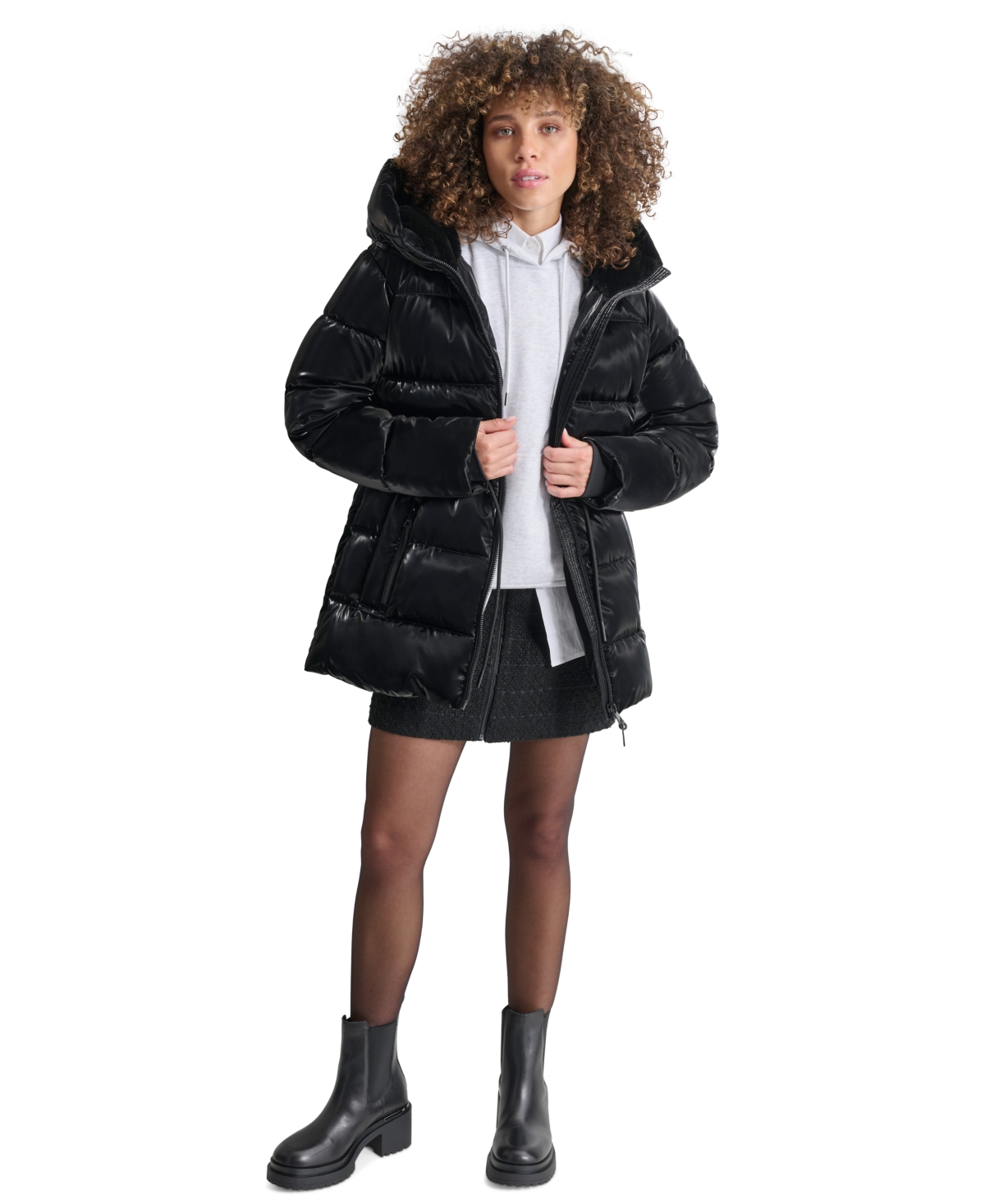 Dkny Women's Shine Hooded Anorak Puffer Coat