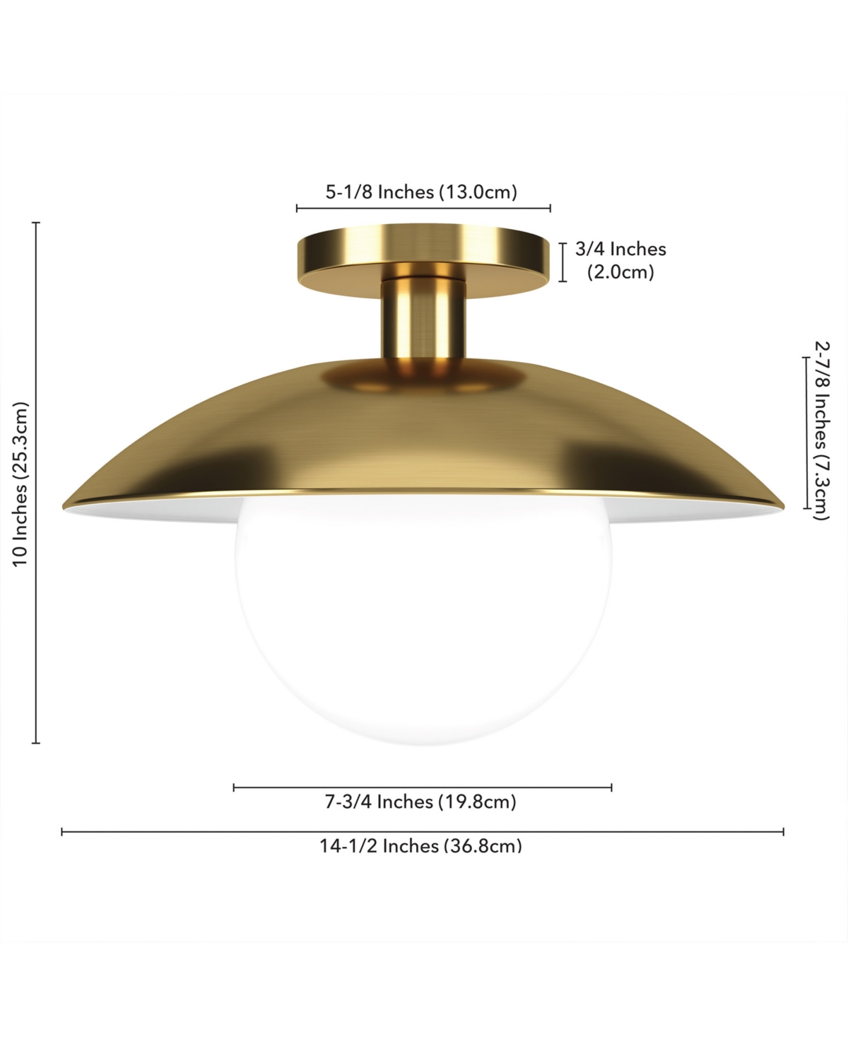 Hudson & Canal 14.5" Metal Alvia Wide Semi Flush Mount In Brass
