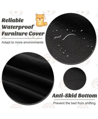 Plush Calming Dog Couch Bed with Anti-Slip Bottom Plush Mat for Small Dogs & Cats