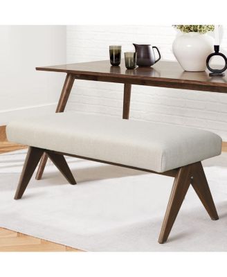 Breakfast Nook Bench Cushioned Dining Bench with V-Shaped Legs