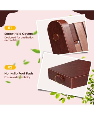 Woven Leather Accent Chair Mid Century Rubber Wood Armless Side Chair