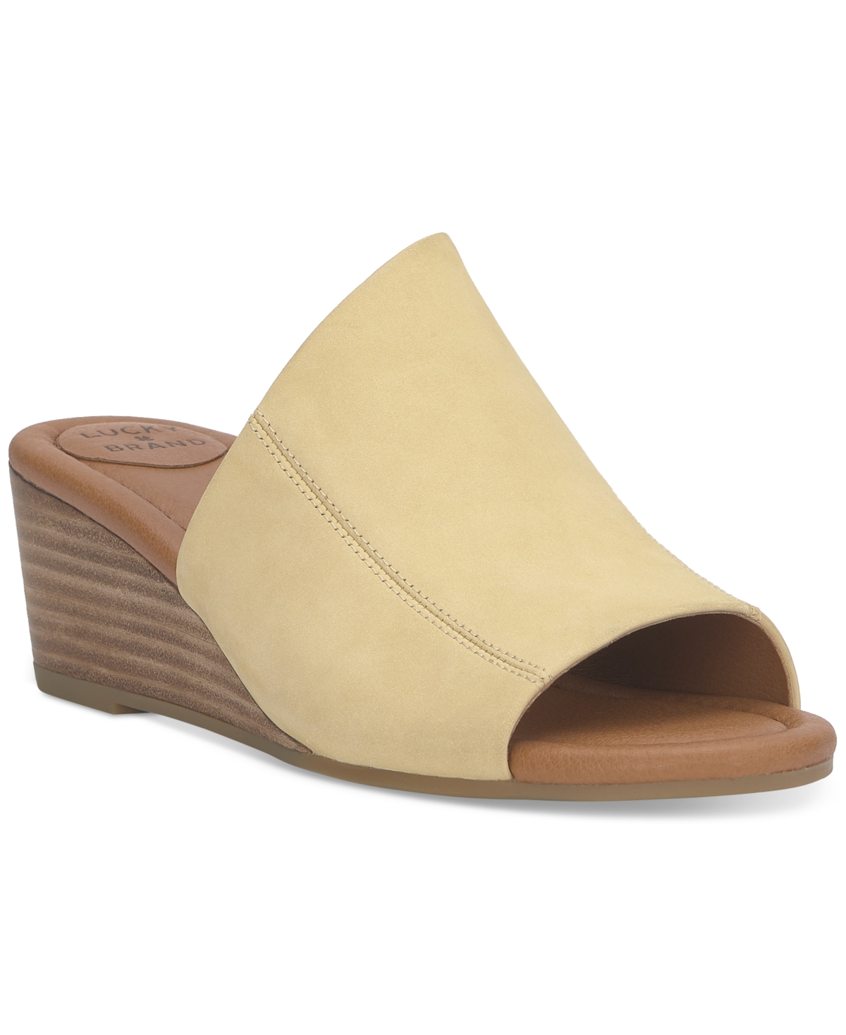 Shop Lucky Brand Women's Malenka Slip-on Wedge Sandals In Sunlight