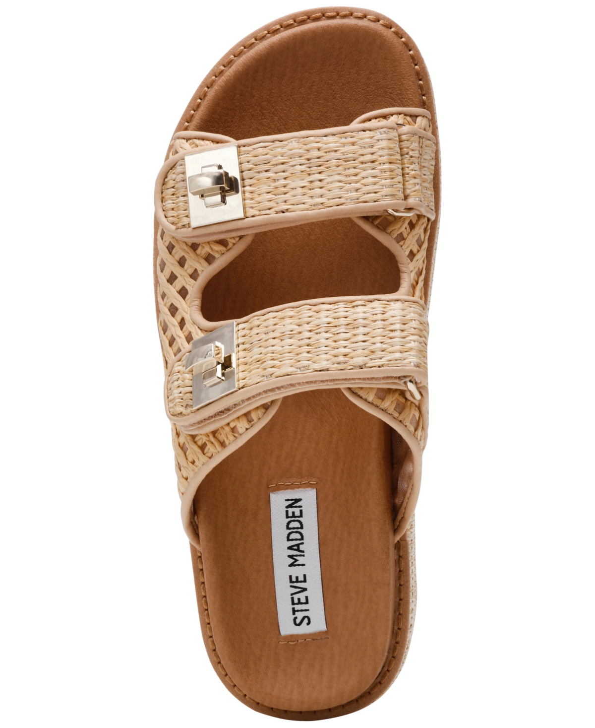 Steve Madden Bigschmona Platform Slide Sandal In Natural Raffia