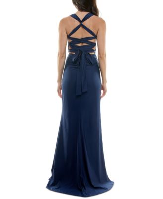 B Darlin Juniors' Satin Lace-Up-Back Corset Gown - Macy's