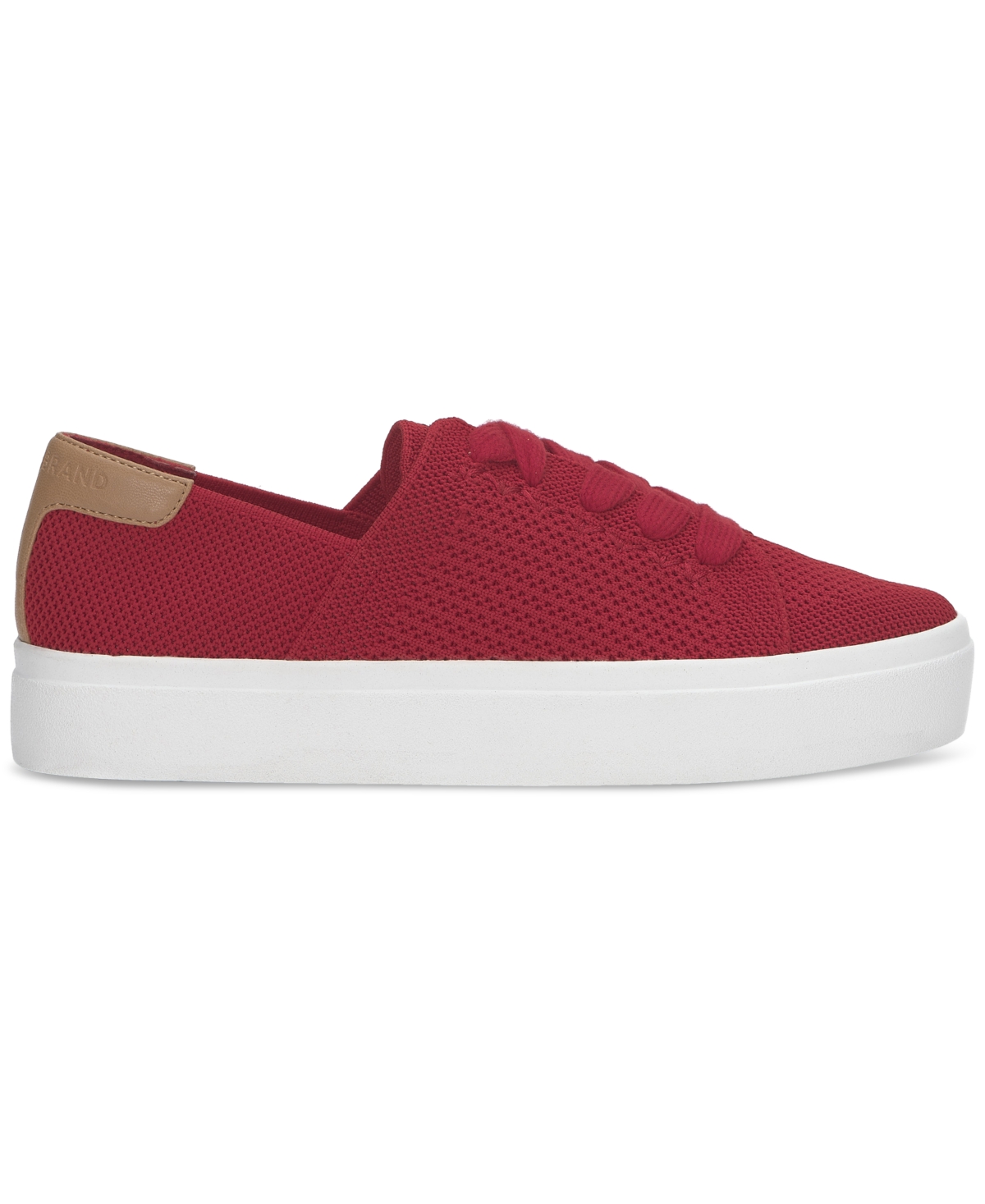 Shop Lucky Brand Women's Talena Knit Lace-up Sneakers In Crimson Two-tone