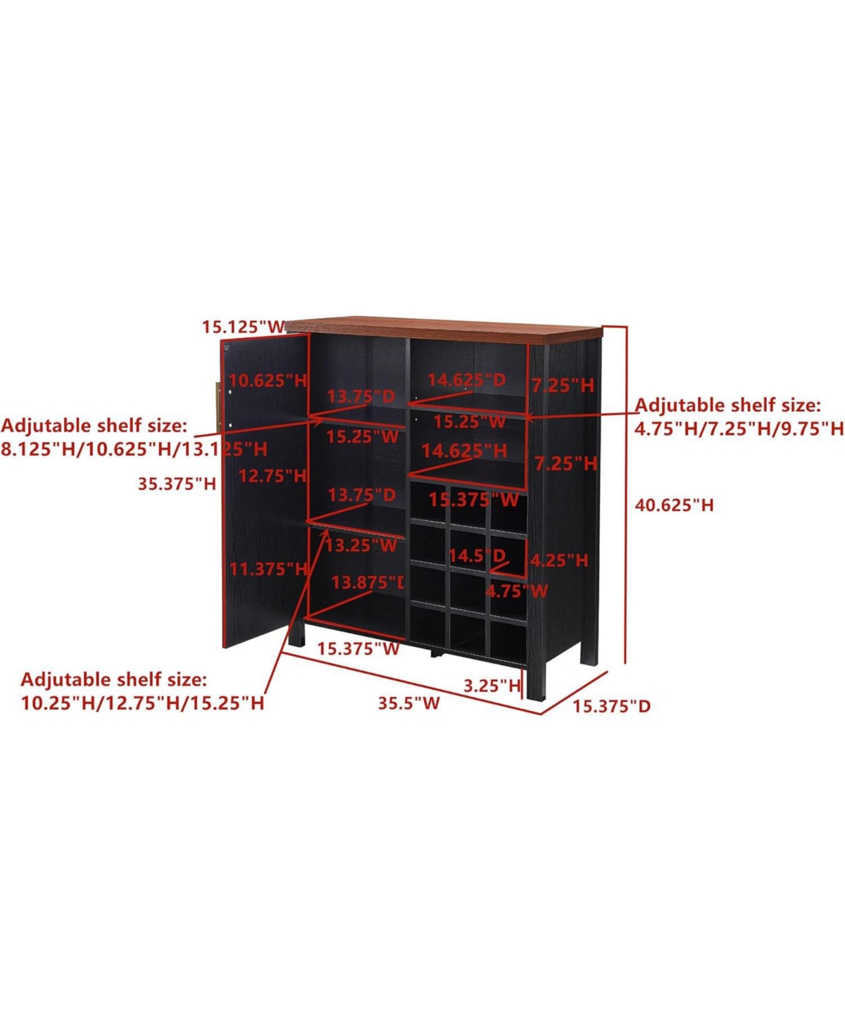 Kings Brand Furniture Sideboard Buffet Wine Liquor Bar Cabinet for Kitchen, Living Room, Dining Room