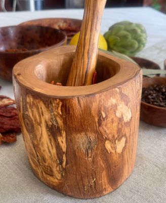 Olive Wood Rustic Pestle and Mortar