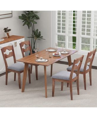 Set of 4 Dining Chair w/ Padded Seat High Back Rubber Wood Frame Kitchen Chairs