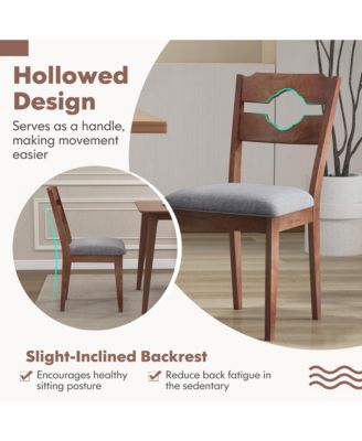 Set of 4 Dining Chair w/ Padded Seat High Back Rubber Wood Frame Kitchen Chairs