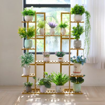 Garden Potted Flower Plant Stand 9 Tier Wood Corner Display Shelf Shelving Rack