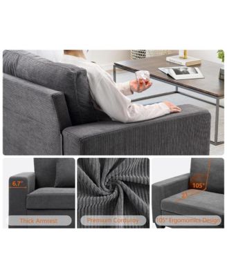 83 Inch Couch for Living Room Sofa, 3 Seater 3 Seater Couch Modern Sofa Deep Couch, Corduroy Comfy Couch, Lounge Cozy Sofa for Living Room Apartment Small Space, Office,Dark Gray