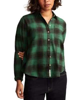 Lucky Brand - Lucky Brand Women's Boyfriend Plaid Shirt in White Multi, L