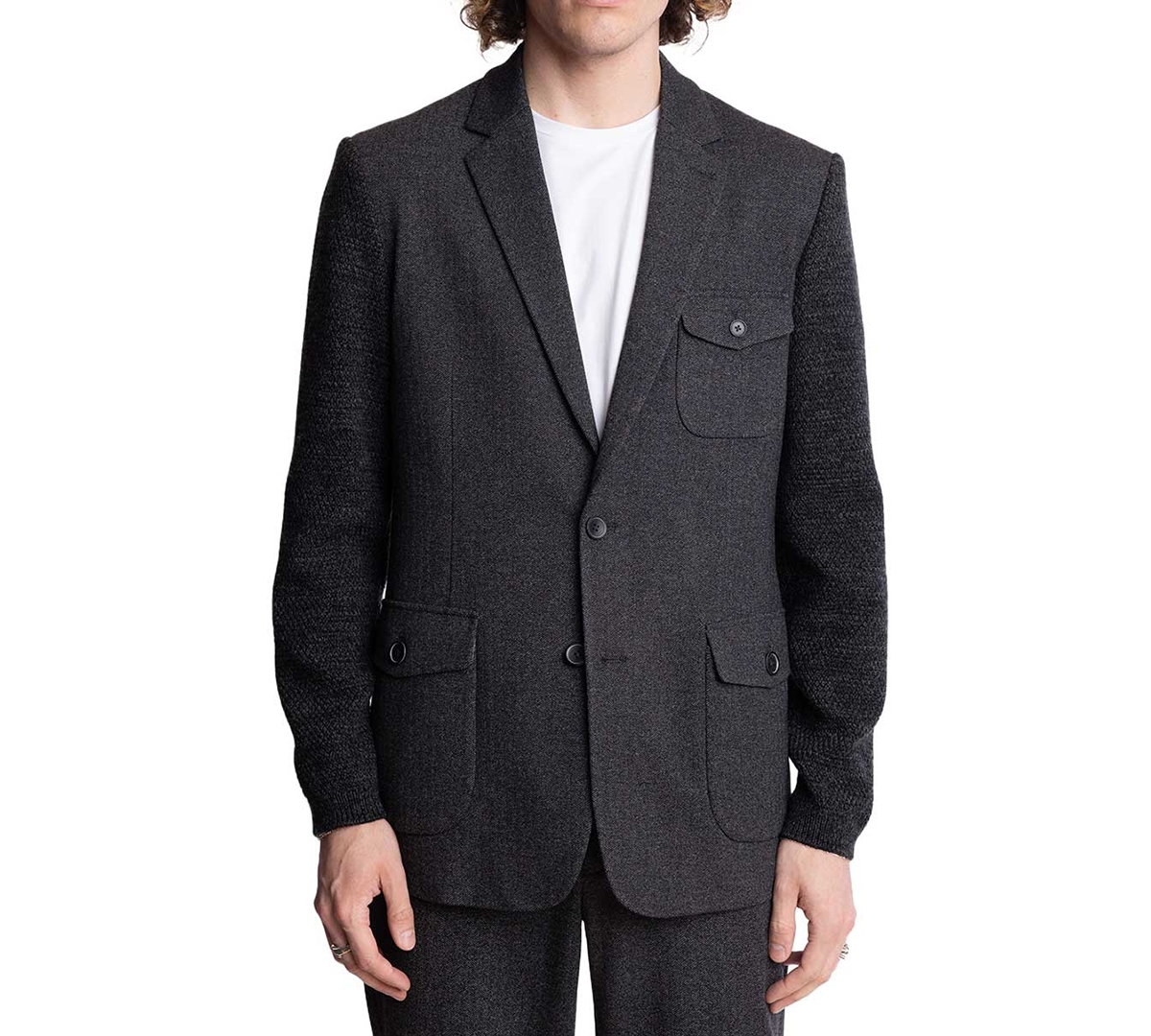 Men's Ambrose Slim Fit Knitted Sport Jacket - Char Char