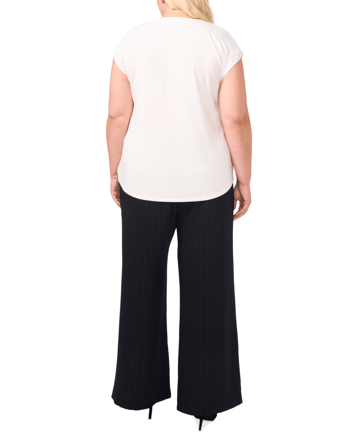 Vince Camuto Plus Size Split-Neck Cap-Sleeve Blouse, Created for Macy's