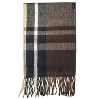 Men's Scarf Soft Knit Winter Scarves Plaid Striped or Solid Neck Covering Long Warm Stylish