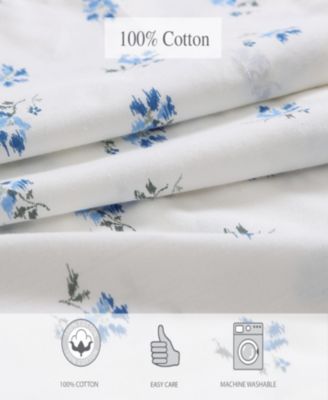 Sketchy Ditsy Cotton Blue 3 Piece Duvet Cover Set