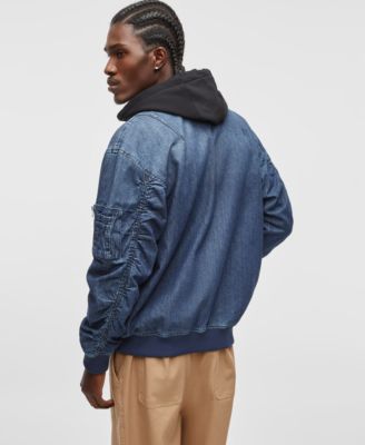 Men's Costas Zip-Front Denim Bomber Jacket, Exclusively at Macy's