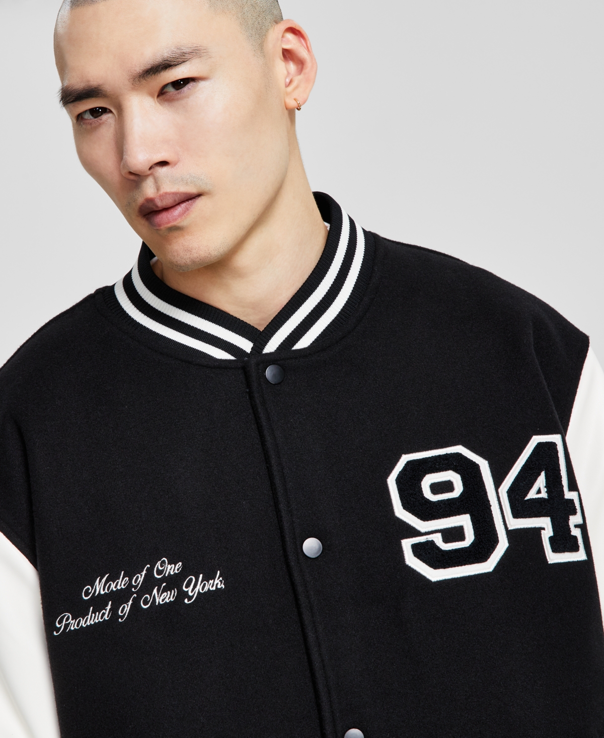 Mode Of One Men's Ny Varsity Jacket, Exclusively At Macy's In Deep Black