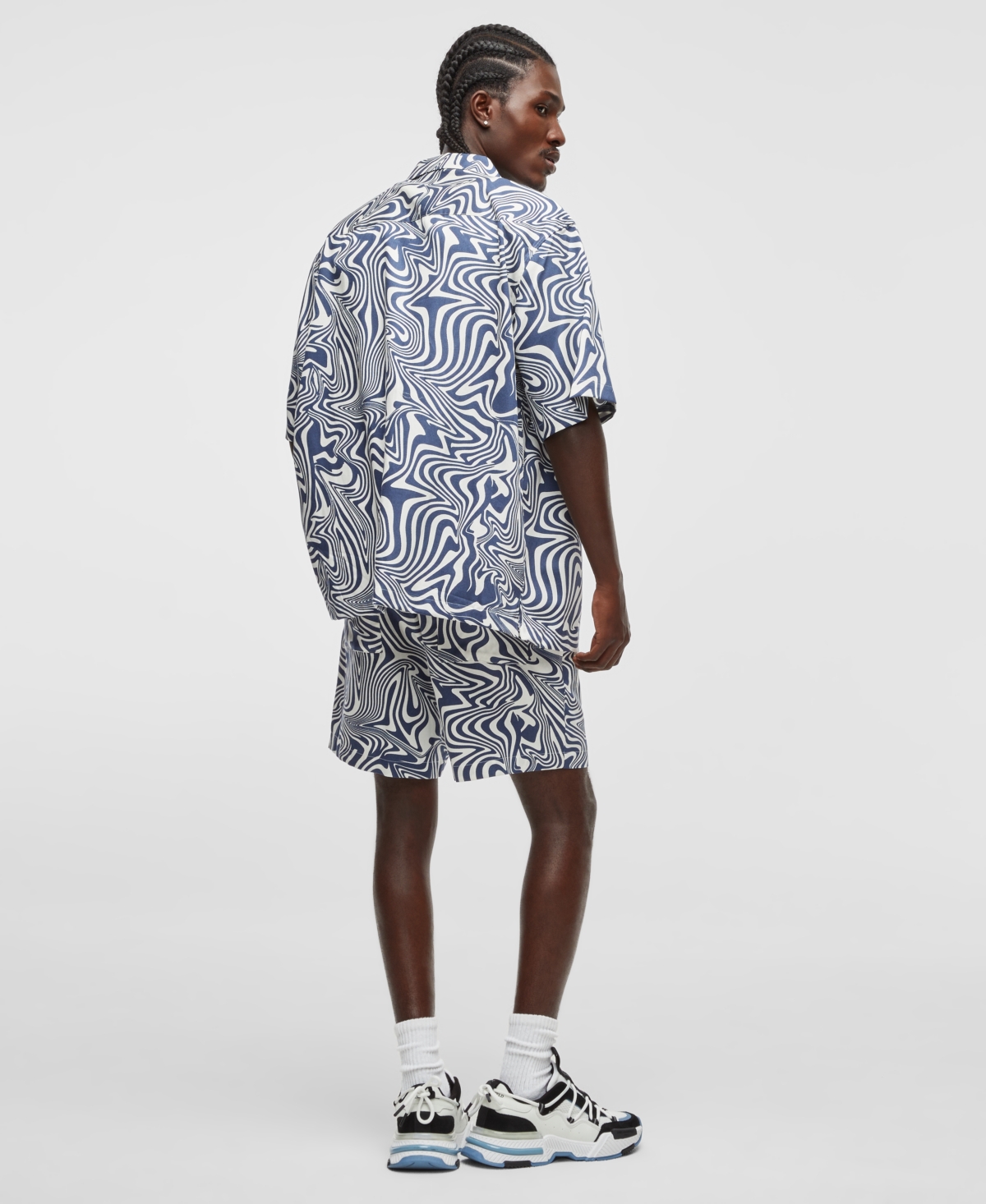 Mode of One Men's Distorted Wave Short-Sleeve Button-Front Camp Shirt, Exclusively at Macy's