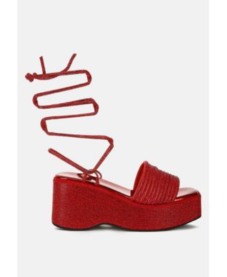 Womens Swifties Rhinestone Embellished Lace-Up Sandals