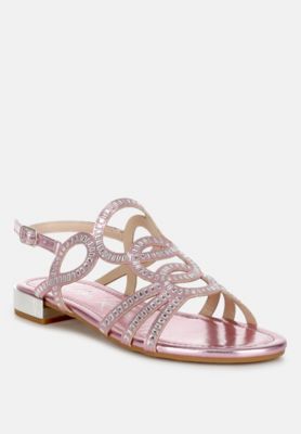 Womens Jisters Cut Out Detail Rhinestone Flat s Sandals