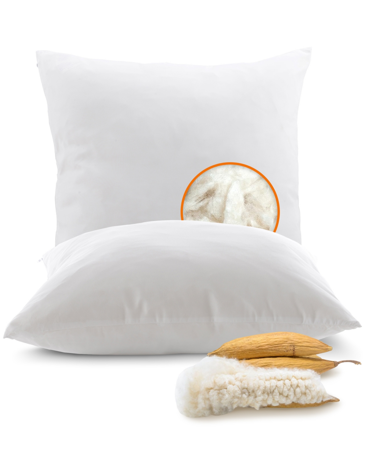 Cheer Collection Natural Kapok 2-pack Pillow Inserts, 26" X 26" In White