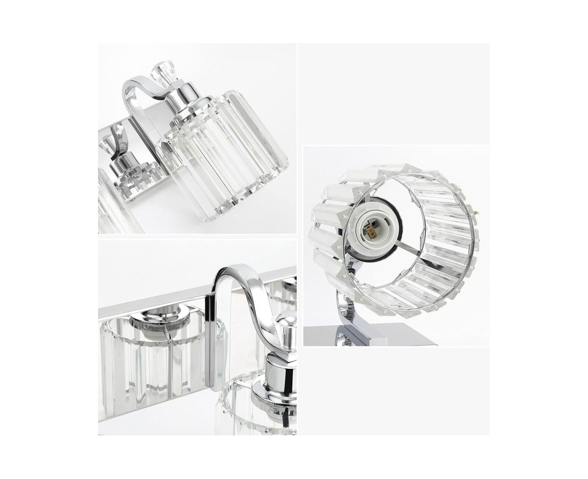gaomon Modern Chrome Led Crystal Bathroom Vanity Lights Over Mirror - 5-Light Wall Fixtures
