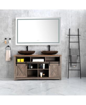 Bathroom Vanity Mirror Lighted Bathroom Aluminum Mirror 6000K LED Anti-Fog Dimmable Makeup Mirror 72 x 36 Inch White One Size