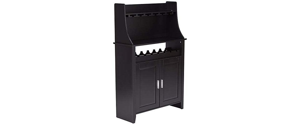 Kings Brand Furniture Wood Wine Rack Buffet & Storage Cabinet - Black