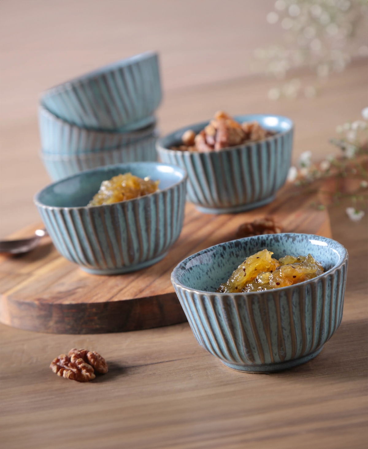 Porto Brasil Stoneware Linhas Ramekins, Set Of 6 In Breeze